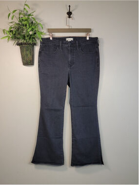 Madewell Roadtripper Skinny Flare Jeans Black Side Split Boot Bootcut 16 W